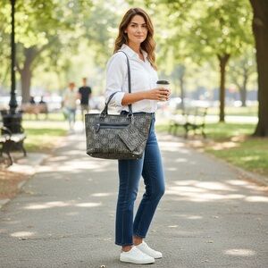 Giani Bernini Black and Gray Monogram Tote